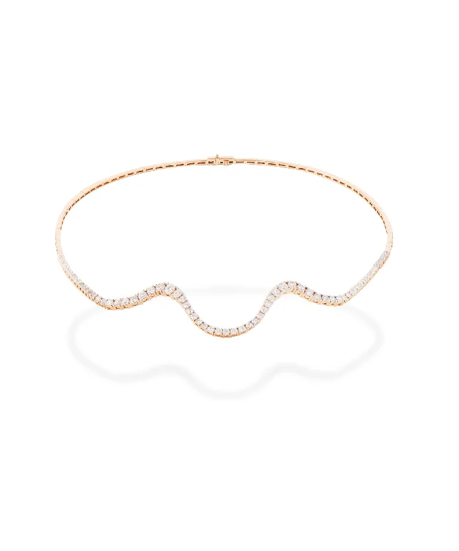 bridal necklaces for women -Radiant Half Choker 18K Rosegold Necklace w. Diamonds