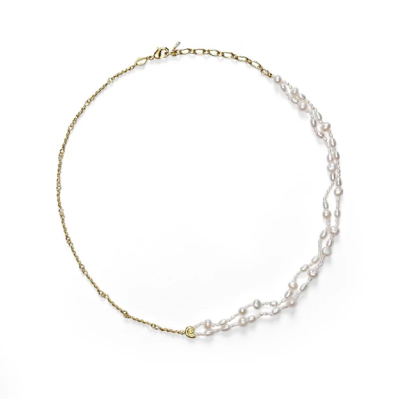 eco-friendly necklaces for women -Sprezzatura Gold Plated Necklace w. Pearls