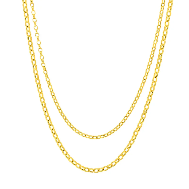 classic diamond necklaces for women -Double Layer Oval Rolo Necklace