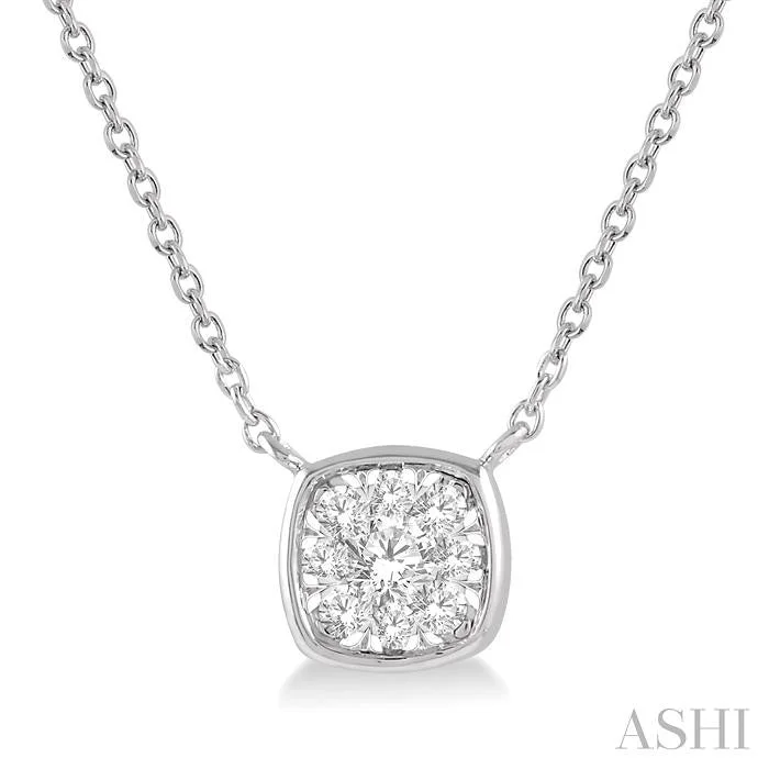 silver necklaces for women -CUSHION SHAPE LOVEBRIGHT ESSENTIAL DIAMOND PENDANT