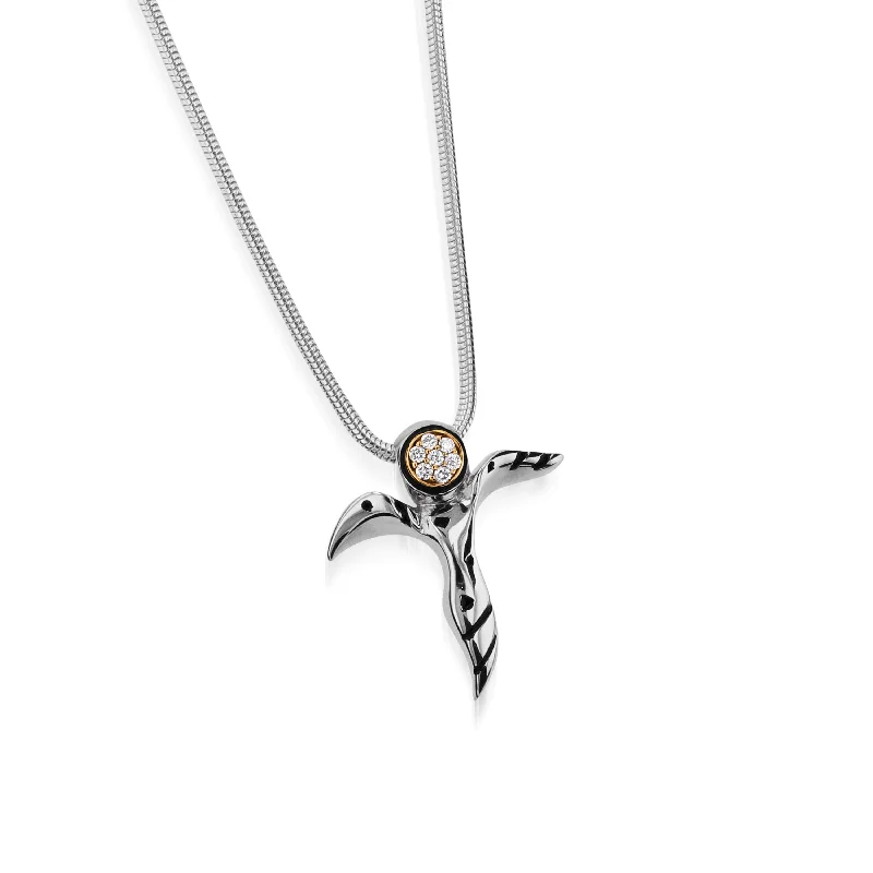 zodiac necklaces for women -Angel Pave Diamond Pendant Necklace