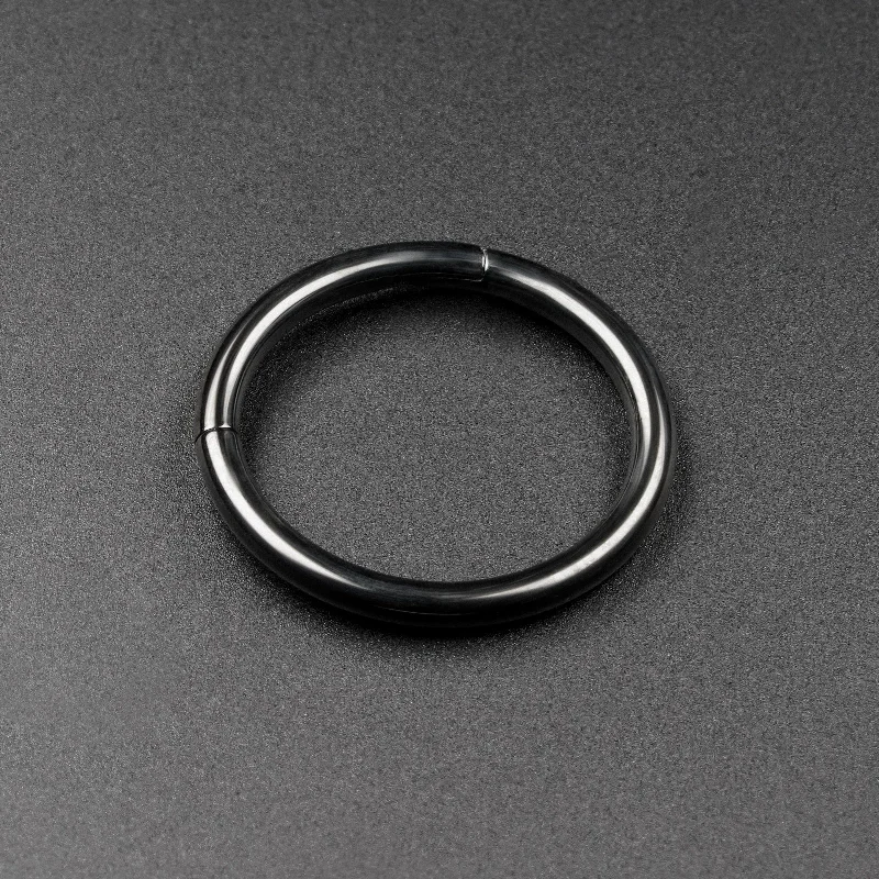 custom rings for women -Black PVD Titanium Hinged Segment Ring