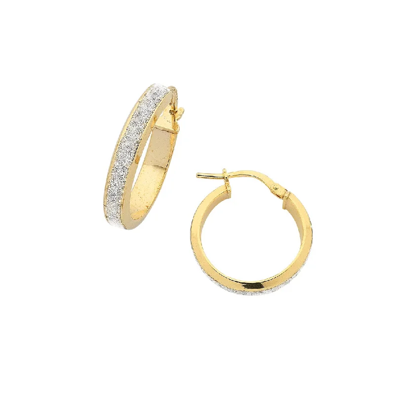 cute stud earrings for women -9ct Yellow Gold Silver Infused Stardust Hoop Earrings