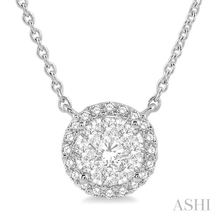 anniversary necklaces for women -ROUND SHAPE HALO LOVEBRIGHT ESSENTIAL DIAMOND PENDANT