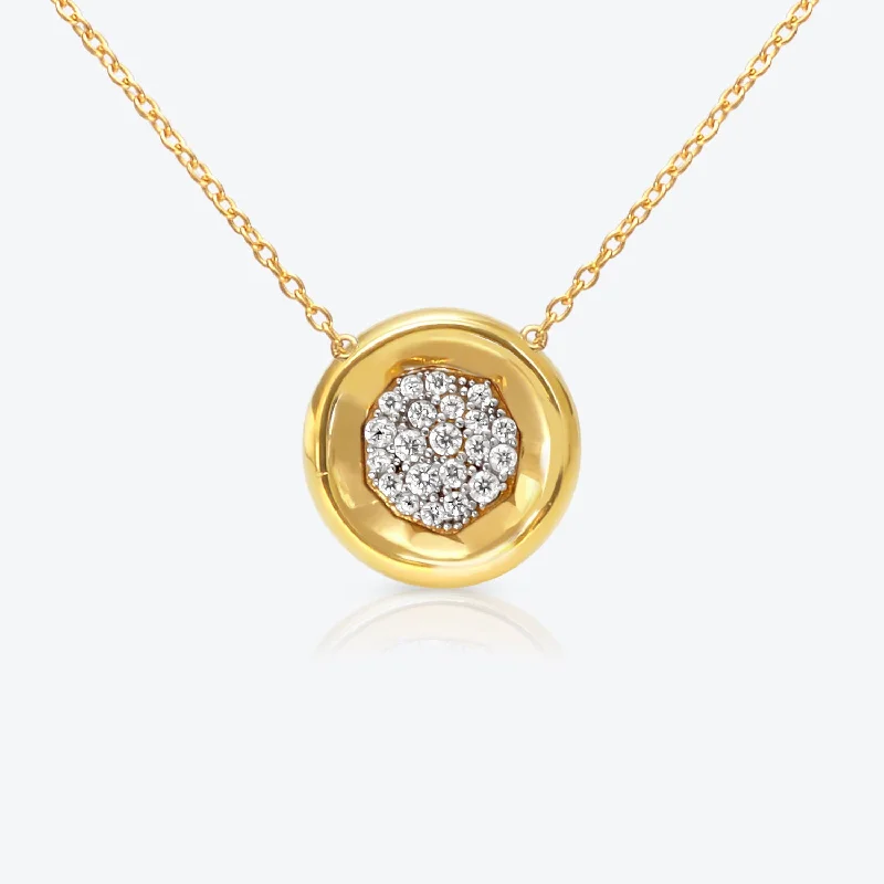 gold necklaces for women -A. Sun Halo Core 18K Gold Necklace w. Lab-Grown Diamond Pavé