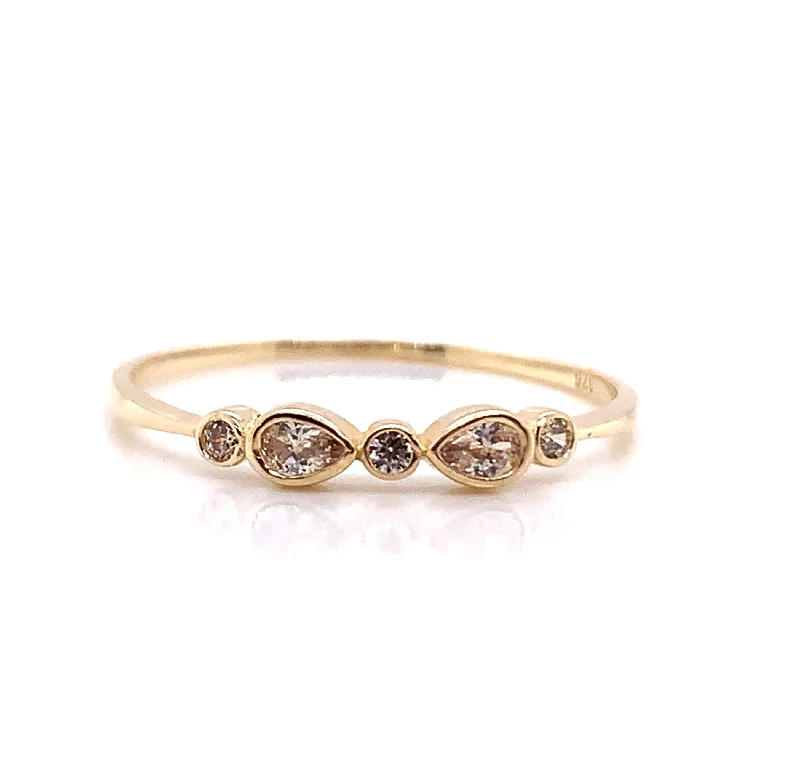 birthstone rings for women -9ct Yellow Gold Bezel Set Cz Ring