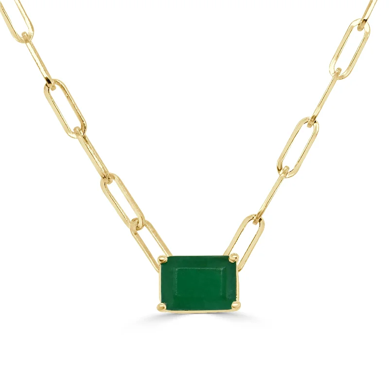 dazzling necklaces for women -14k Gold & Emerald Paperclip Link Necklace