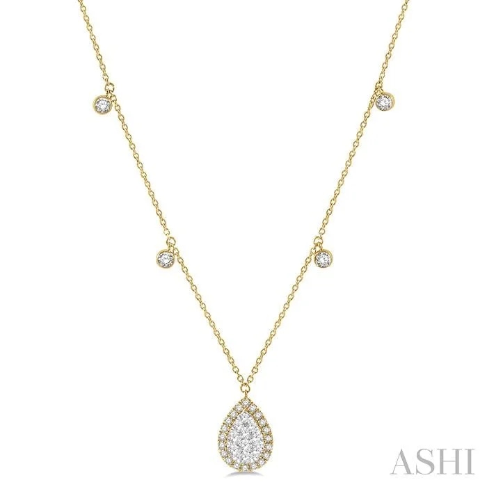 special occasion necklaces for women -PEAR SHAPE HALO LOVEBRIGHT DIAMOND NECKLACE