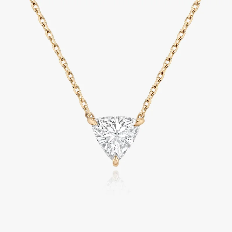 gold pendant necklaces for women -Solitaire Trillion 14K Rosegold Necklace w. Lab-Grown Diamond