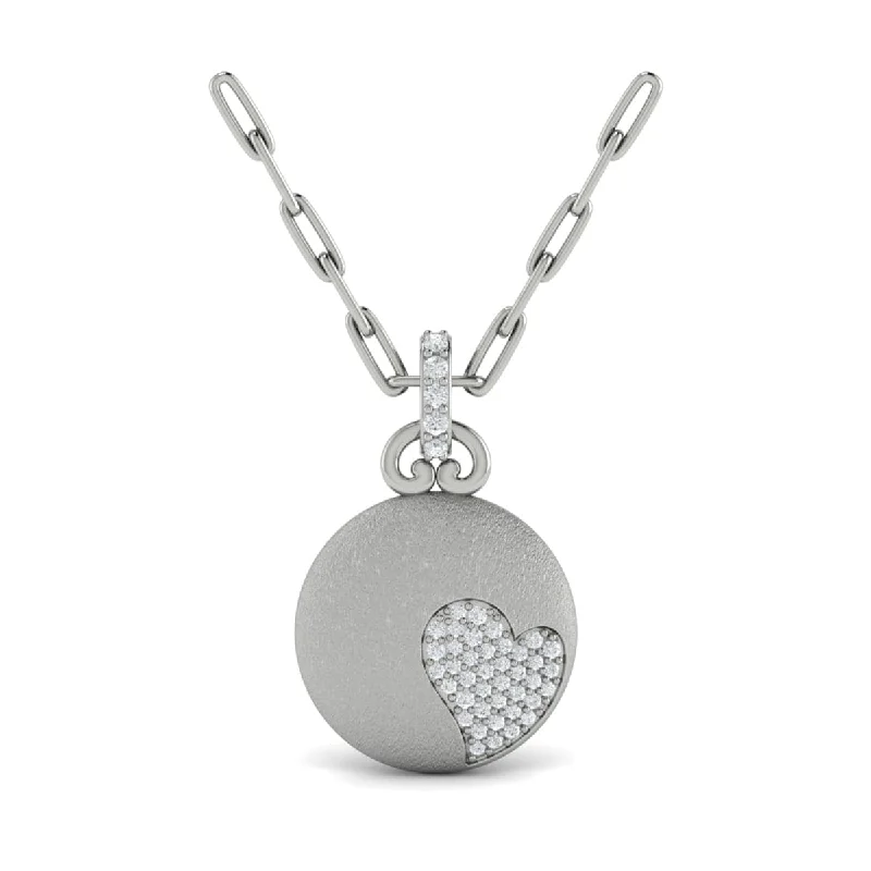 celestial necklaces for women -Diamond Heart Pendant Link Necklace