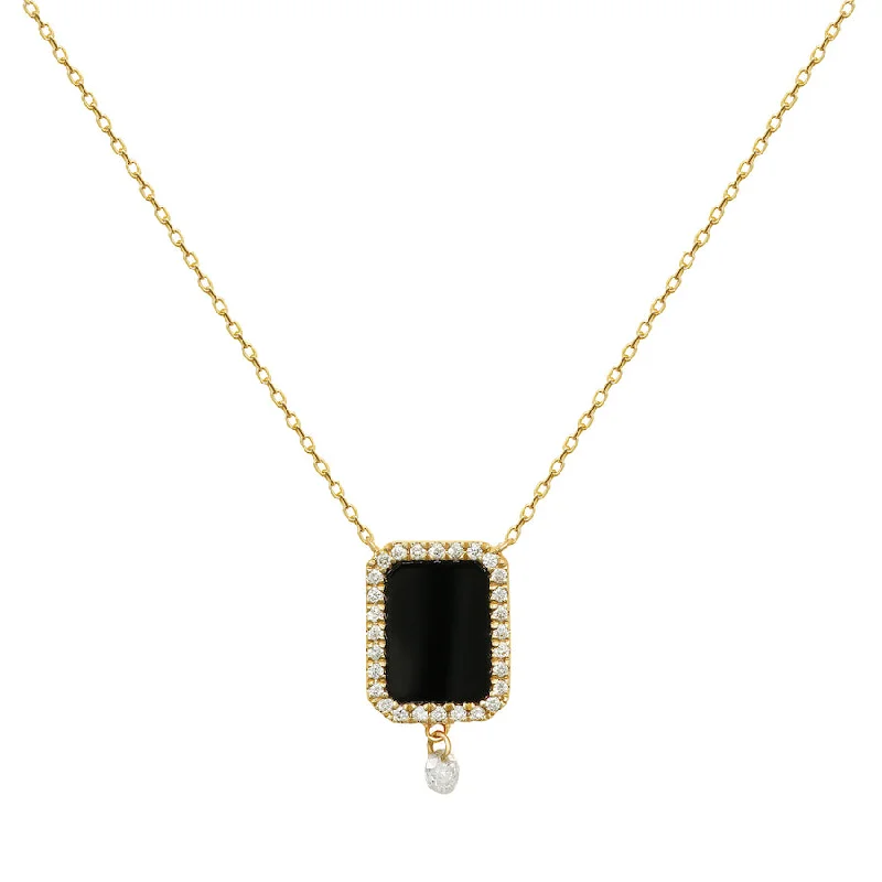 elegant charm necklaces for women -Collier Semi Precious 18K Gold or Whitegold Necklace w. Agate & Diamonds