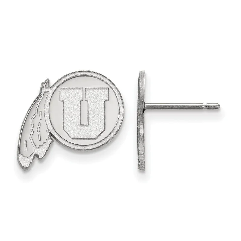 simple stud earrings for women -Sterling Silver University of Utah Small Post Earrings