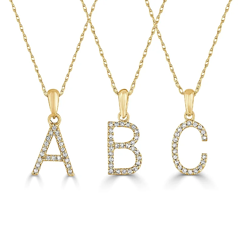 anniversary gift necklaces for women -14k Yellow Gold & Diamond Initial Necklace