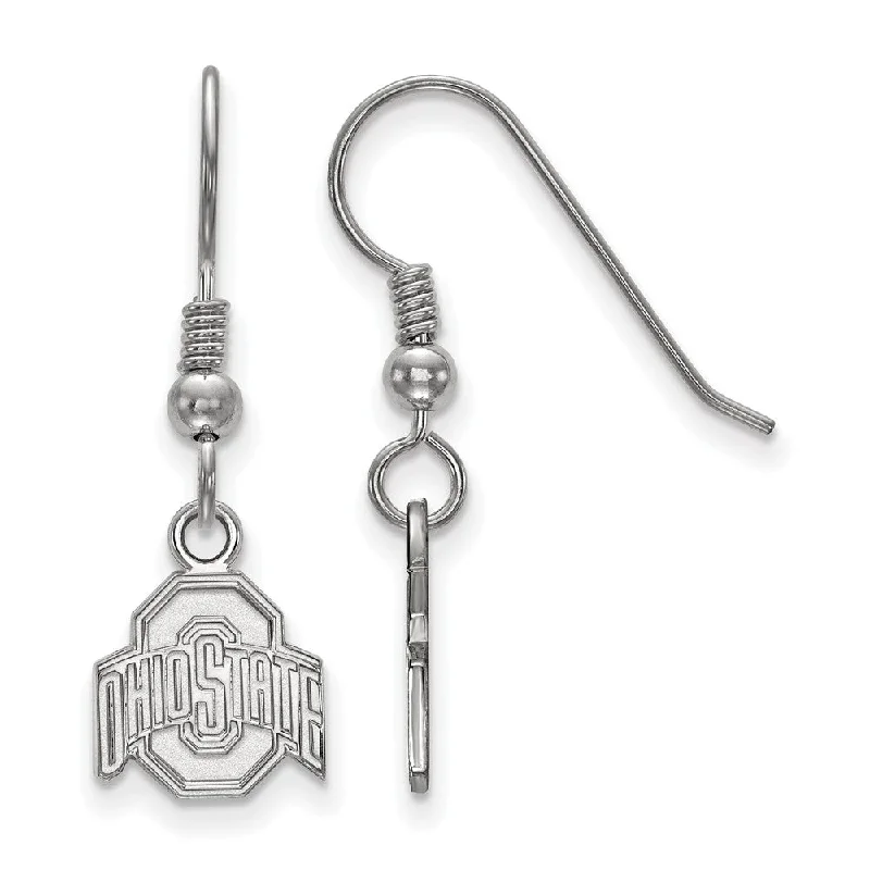 contemporary earrings for women -Sterling Silver Ohio State University XS (Tiny) Dangle Wire Earrings