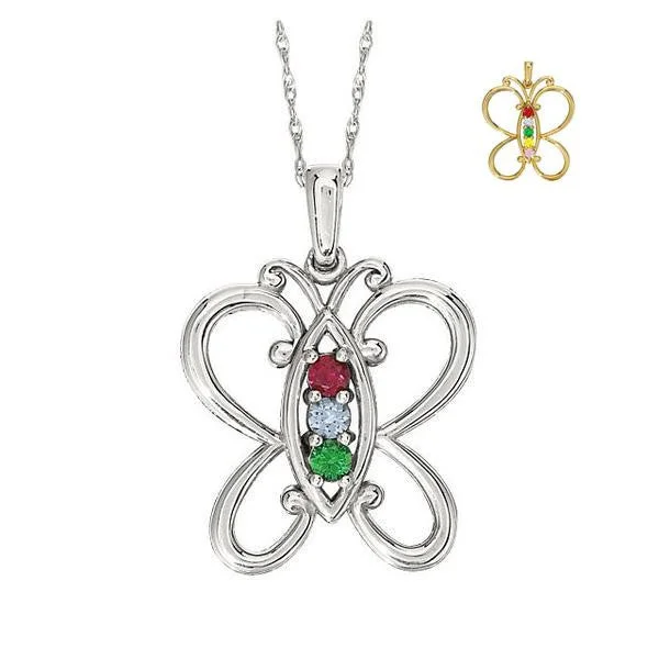 wedding necklaces for women -Butterfly Mother's Family Birthstone Pendant or Necklace