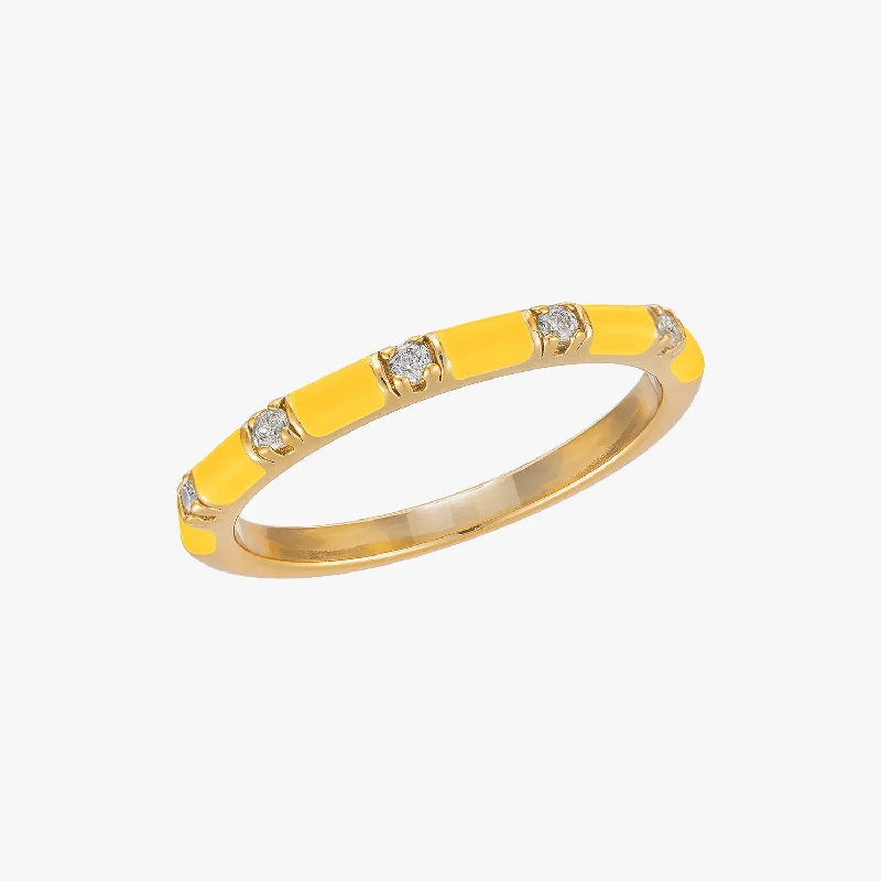 unique rings for women -Lemon Yellow CZ Stacker Ring