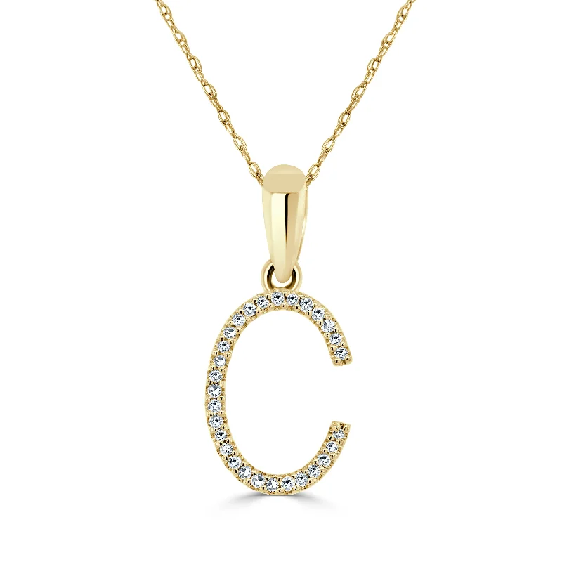 crystal necklaces for women -14k Yellow Gold & Diamond Initial Necklace