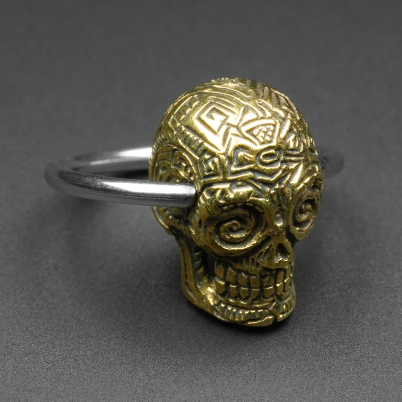 elegant engagement rings -Sugar Skull Brass & Surgical Steel BCR Ball Closure Ring