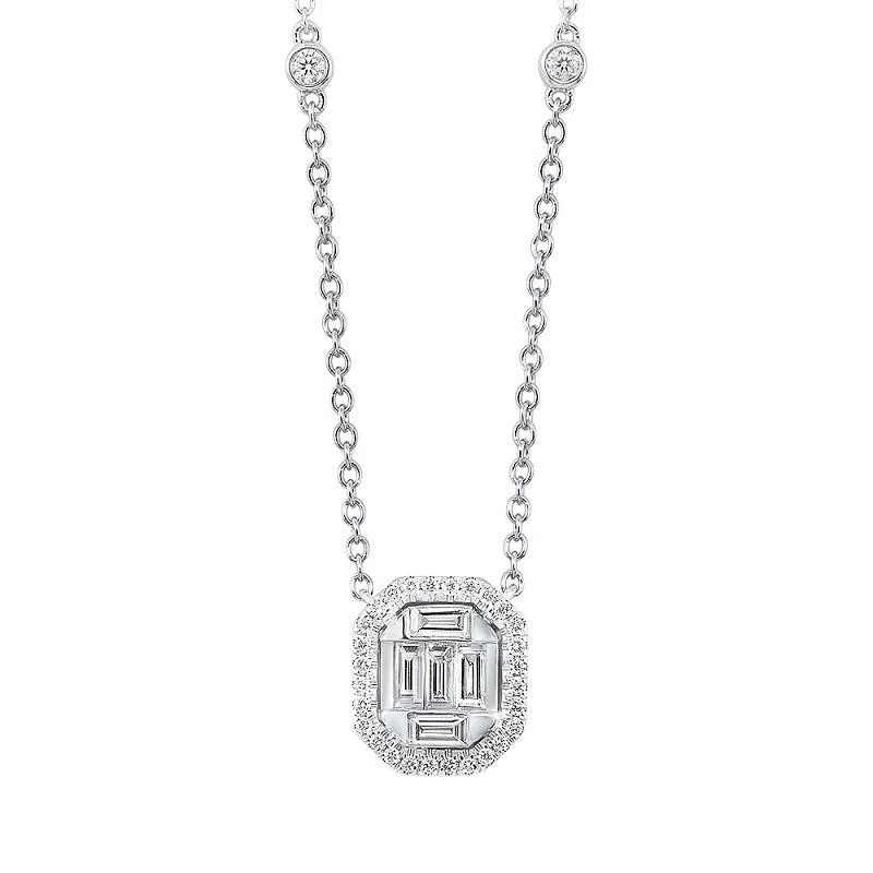 simple chain necklaces for women -14K White Gold Diamond Necklace 1/2 ct