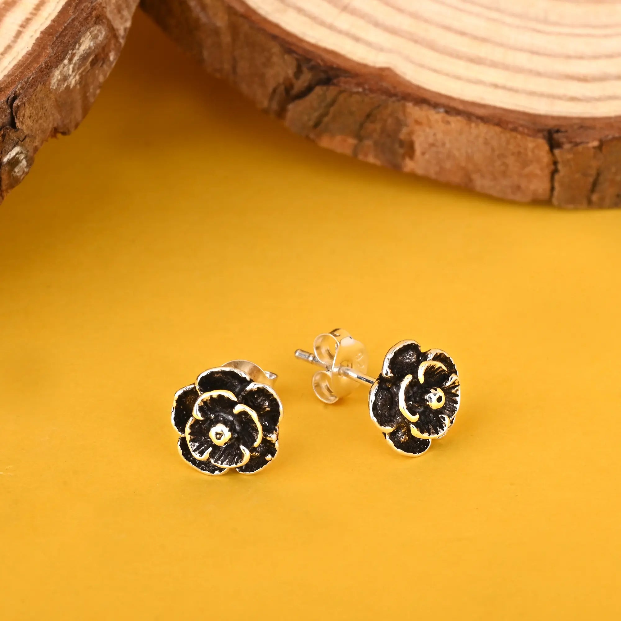 sterling silver drop earrings for women -Floral Rose Studs