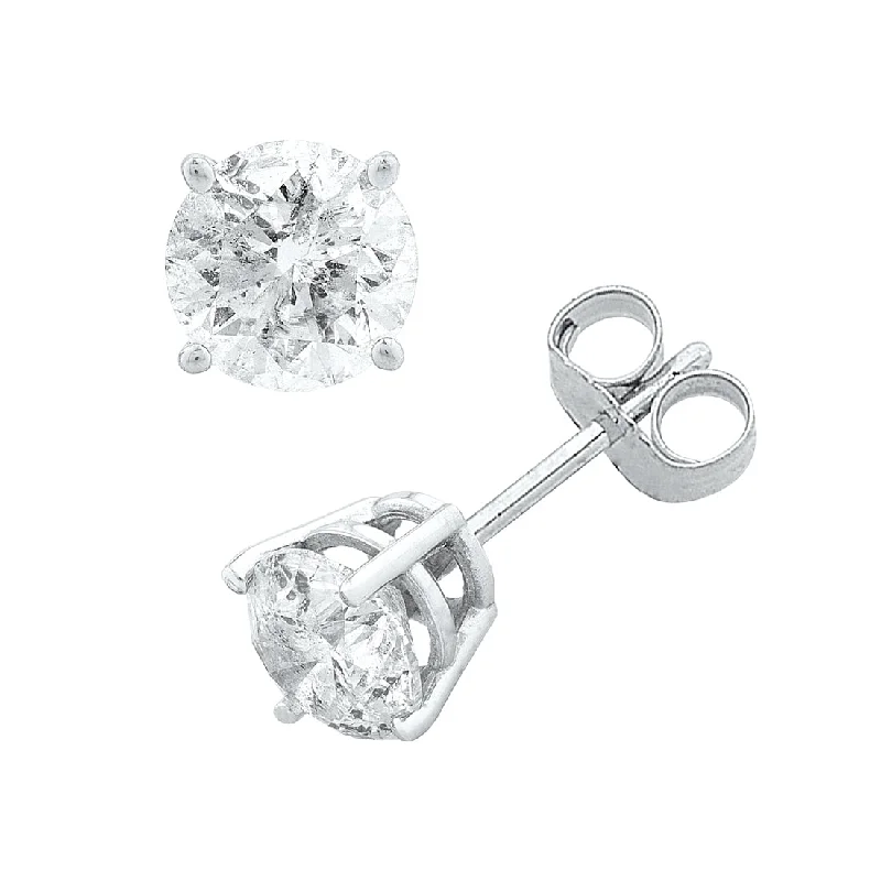 diamond earrings for women -14ct White Gold 1.00ct Diamond Claw Stud Earrings