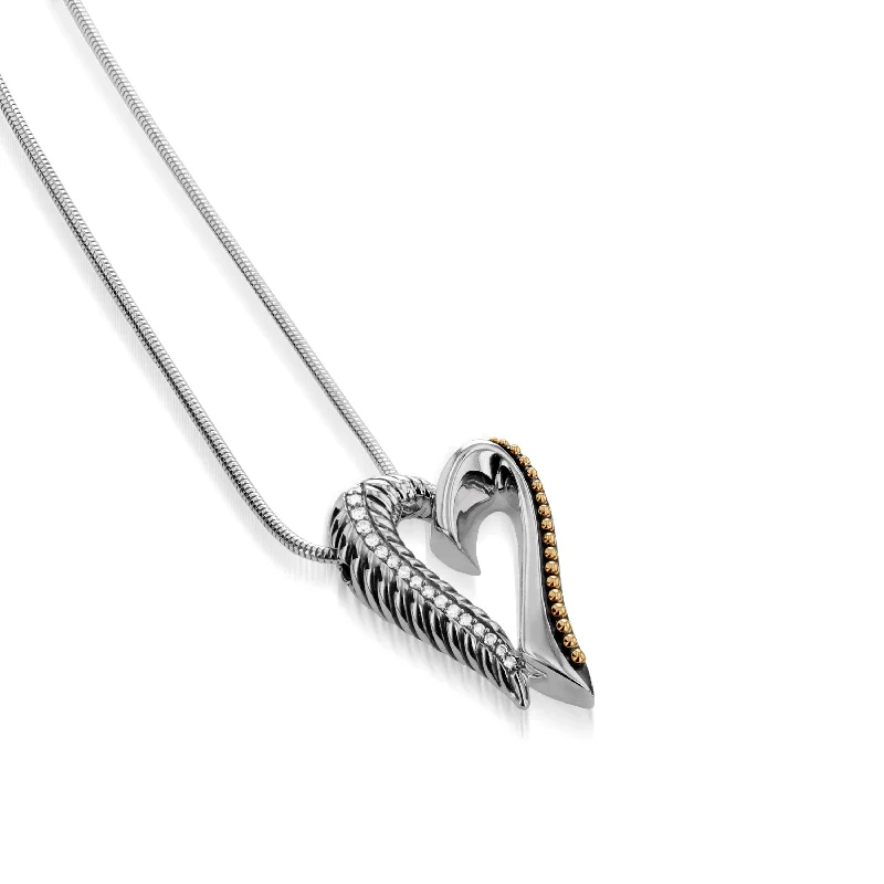 eco-friendly necklaces for women -Entwine Pave Heart Pendant Necklace