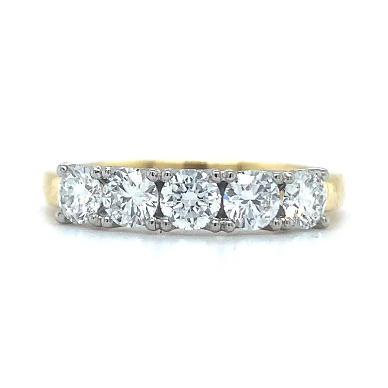 stackable wedding bands for women -18ct Yellow Gold 1.05ct Laboratory Grown 5 Stone Eternity Ring