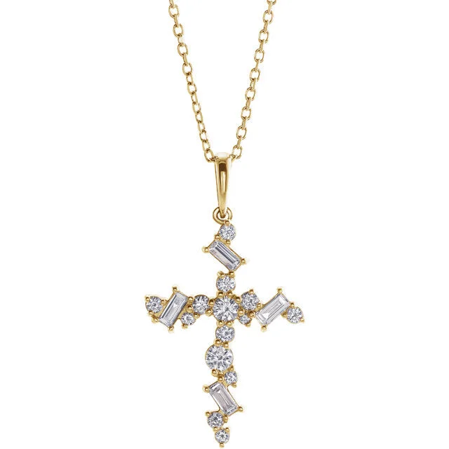 elegant necklaces for women -Diamond Scattered Cross Necklace