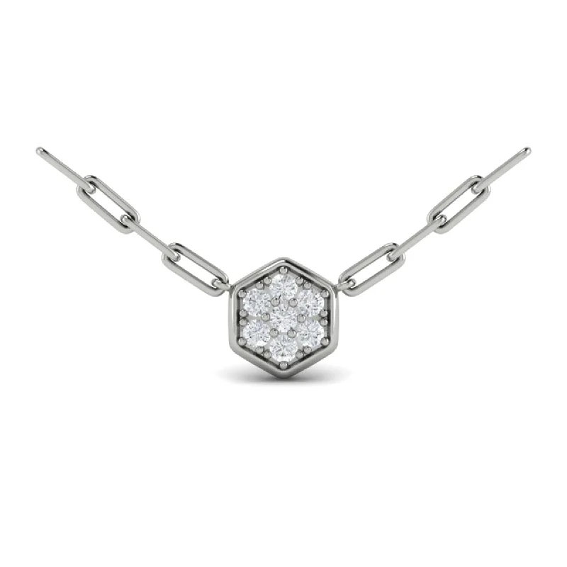 crystal necklaces for women -Diamond Cluster Single Honeycomb Link Necklace