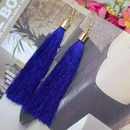 gold drop earrings for women -Sassy Dangling Silk Thread Tassel Earrings for Women