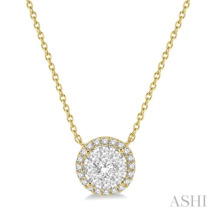 modern pendant necklaces for women -ROUND SHAPE HALO LOVEBRIGHT ESSENTIAL DIAMOND PENDANT