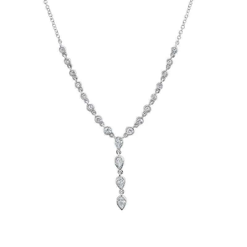 love necklace for women -Shy 14Kw Diamond Lariat Drop Necklace