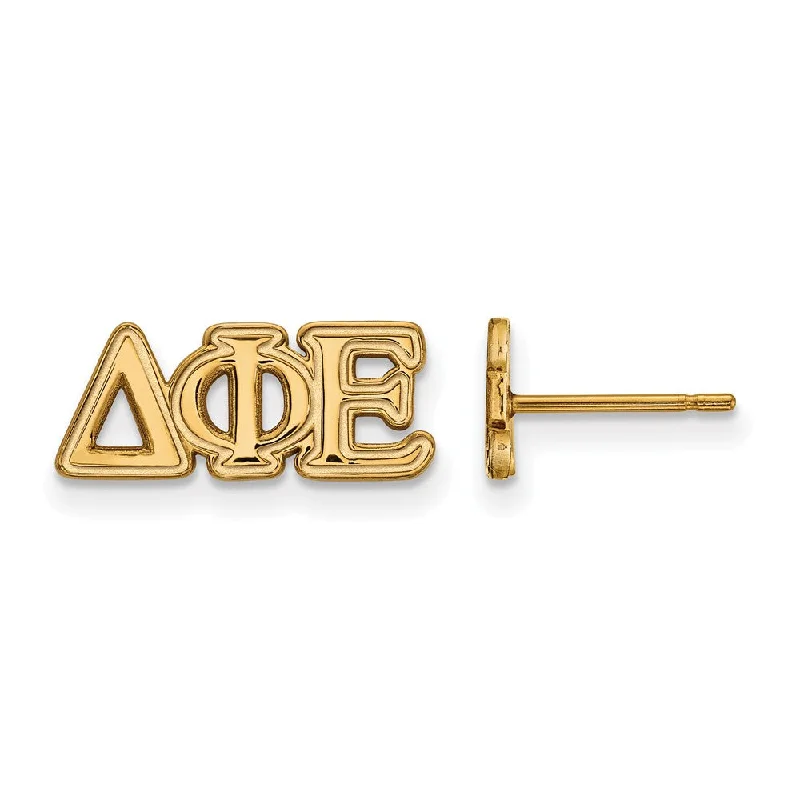 custom crystal earrings for women -14K Plated Silver Delta Phi Epsilon XS Greek Letters Post Earrings