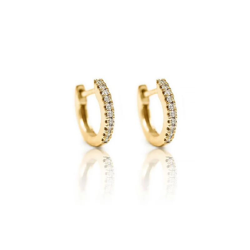 chic earrings for women -Diamond Huggie Earrings