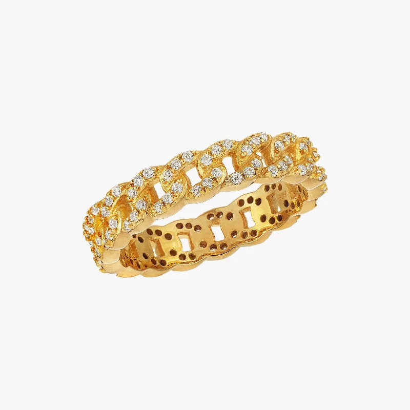 timeless engagement rings -Intertwined Gold Chain CZ Ring