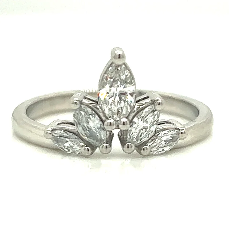 elegant engagement rings -Platinum Earth Grown Diamond Crown Ring