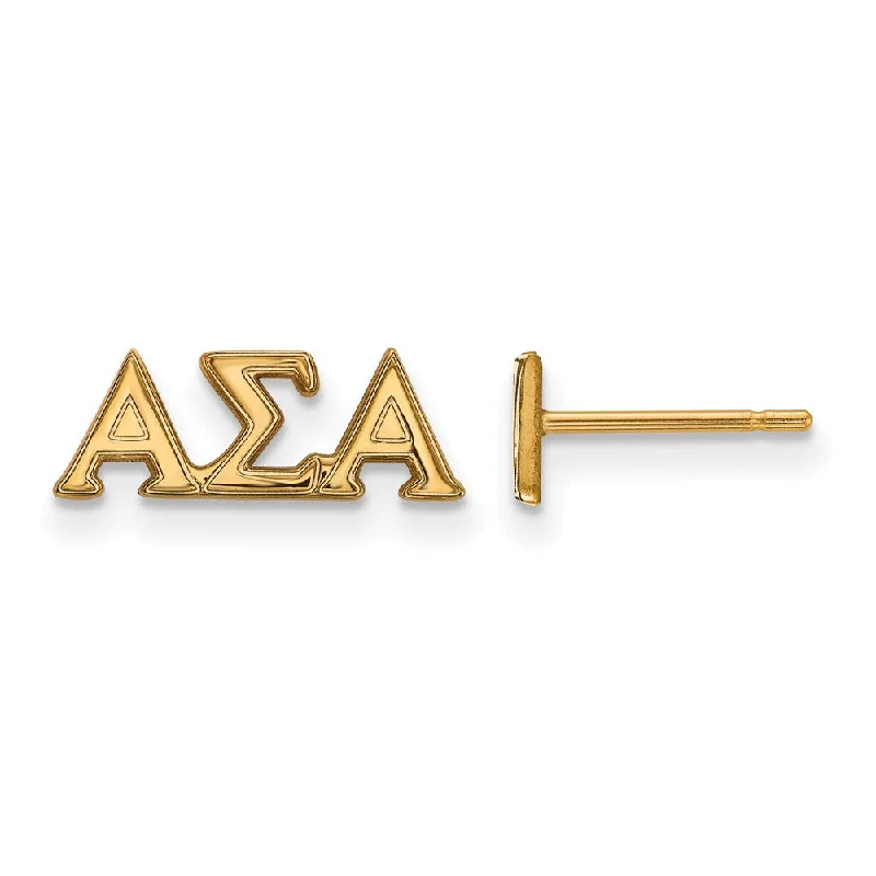 bridal drop earrings for women -14K Plated Silver Alpha Sigma Alpha XS Greek Letters Post Earrings