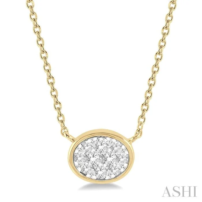 trendy necklaces for women -OVAL SHAPE EAST-WEST LOVEBRIGHT ESSENTIAL DIAMOND PENDANT