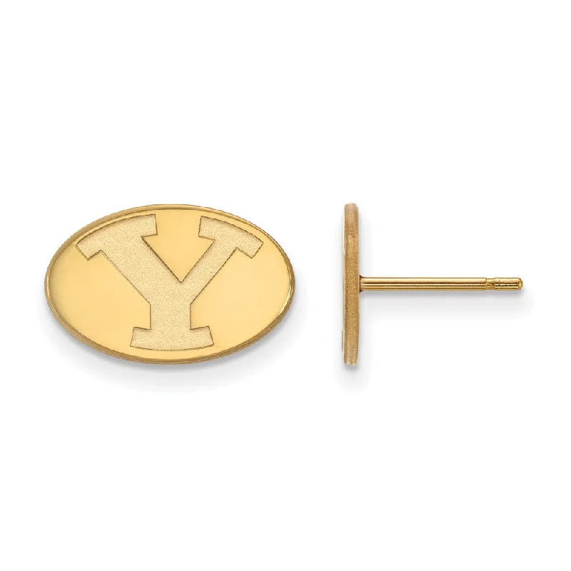 stud earrings for women -14k Gold Plated Silver Brigham Young University XS Tiny Post Earrings