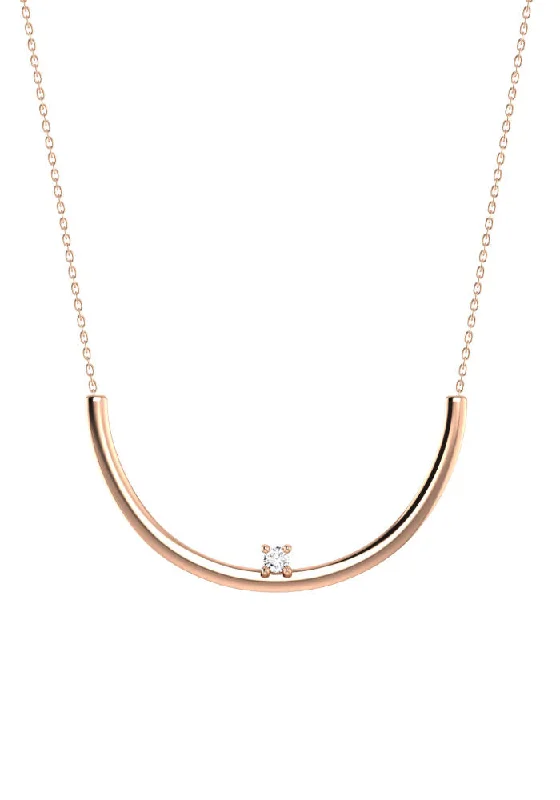 adjustable chain necklaces for women -Moon 18K Rosegold Necklace w. Lab-Grown Diamond