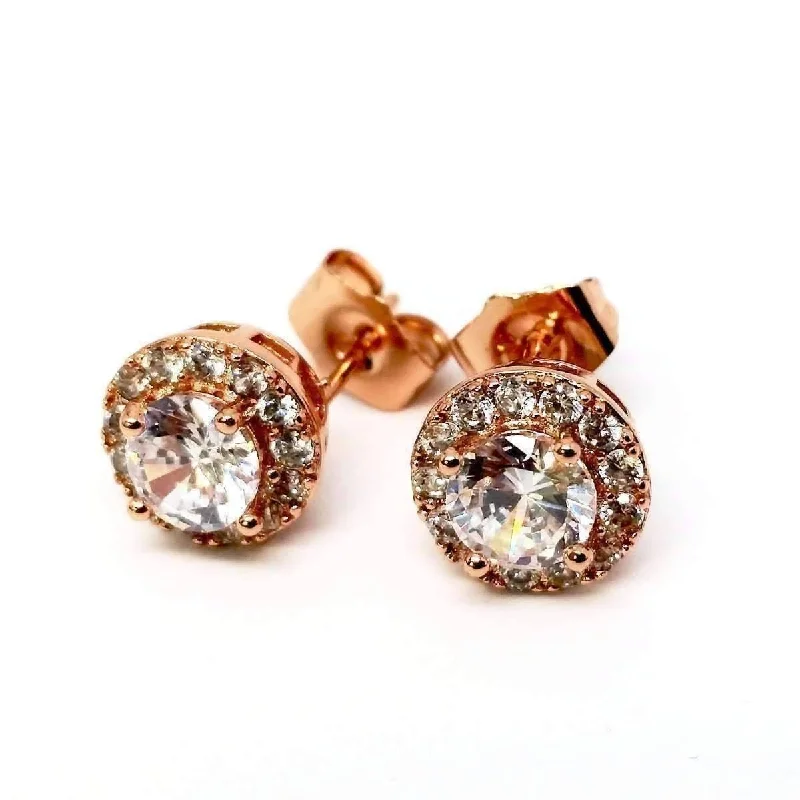 luxury drop earrings for women -Ethereal Halo Gold plated Set Stud Earrings for Women