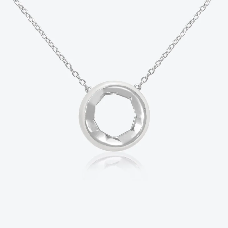 handmade necklaces for women -A. Sun Halo Silver Necklace w. Snow White Enamel