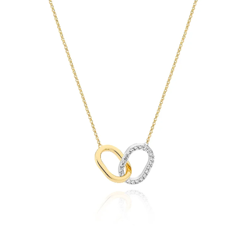 large pendant necklaces for women -Capizzi Due Piccolo Silver & Gold Plated Necklace w. Zirconia