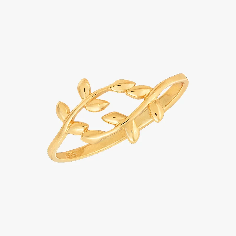 wedding band sets for women -Vine Leaf Ring Gold