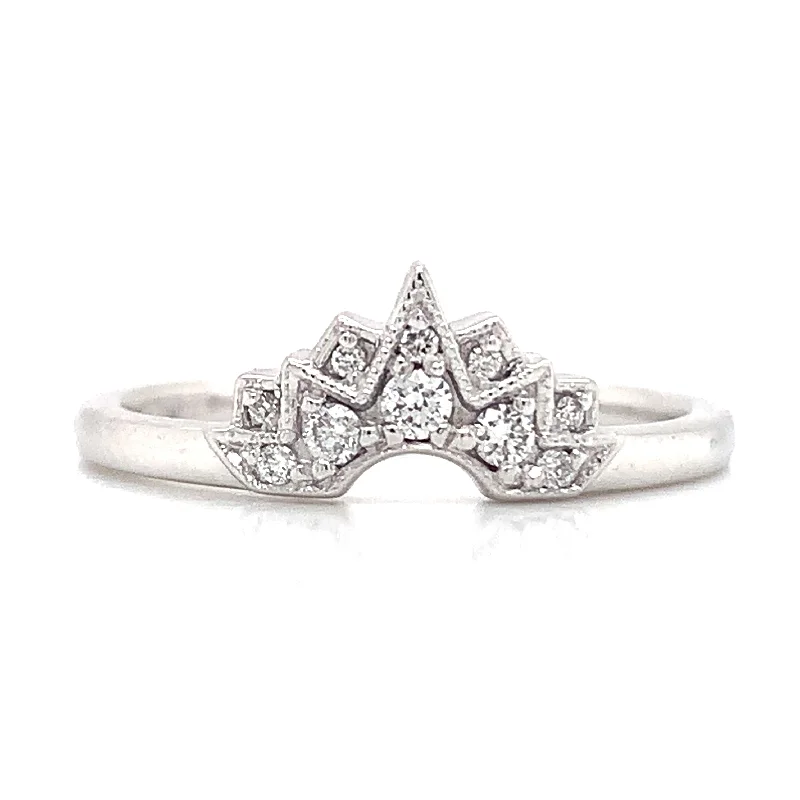 matching wedding rings for couples -18ct White Gold Earth Grown Diamond Aztec Style Crown Ring