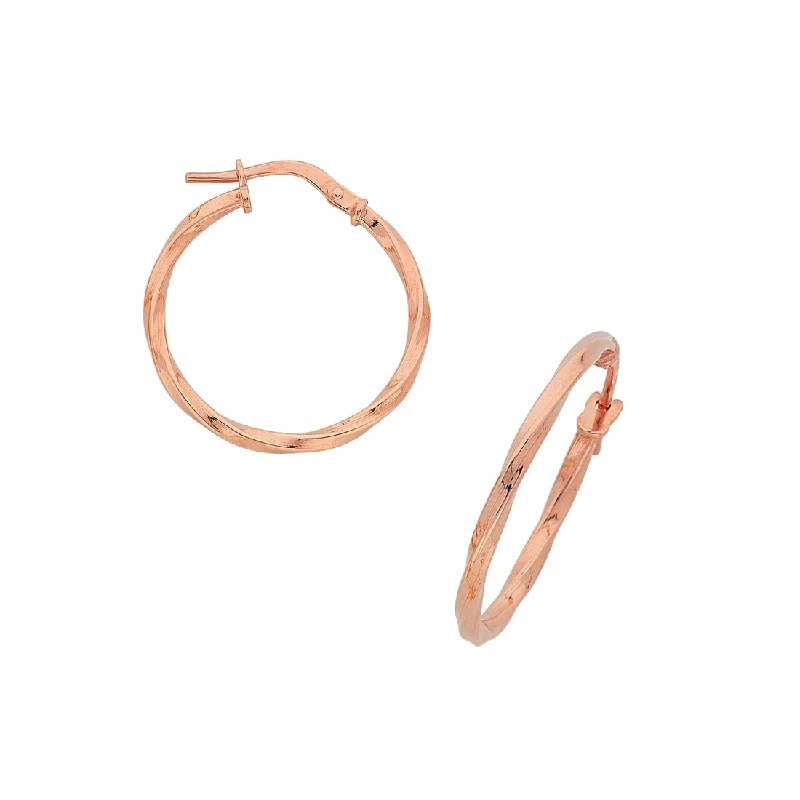 personalized hoop earrings for women -9ct Rose Gold Silver Infused Twist Hoop Earrings