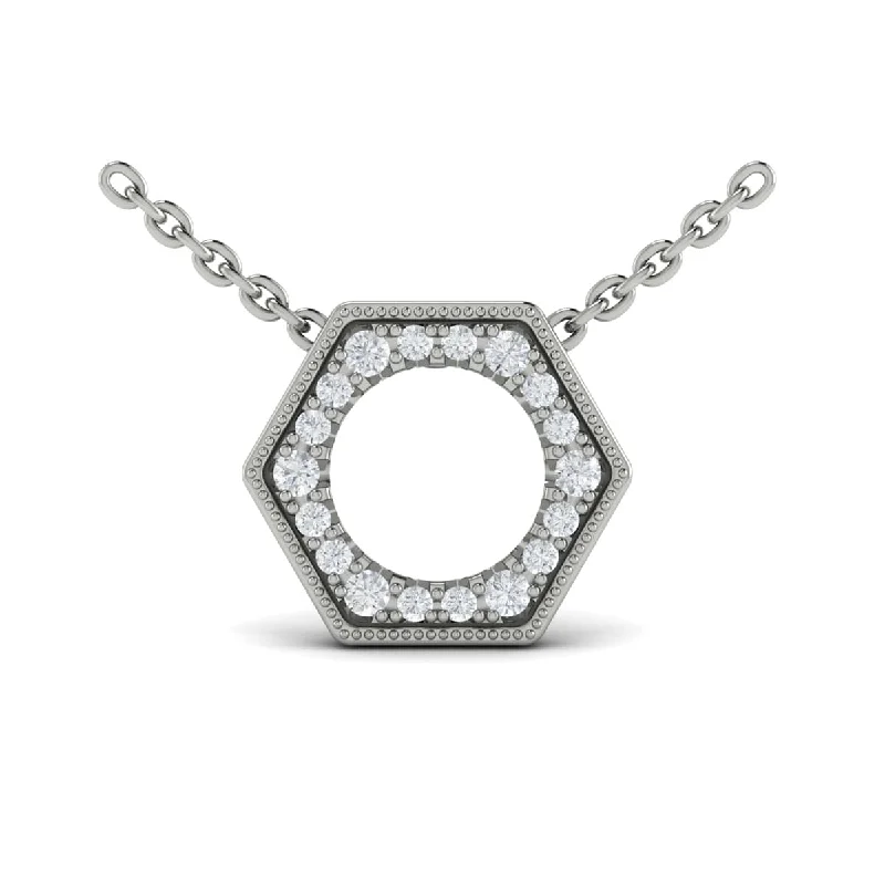 fashion necklaces for women -Diamond Open Honeycomb Pendant Necklace