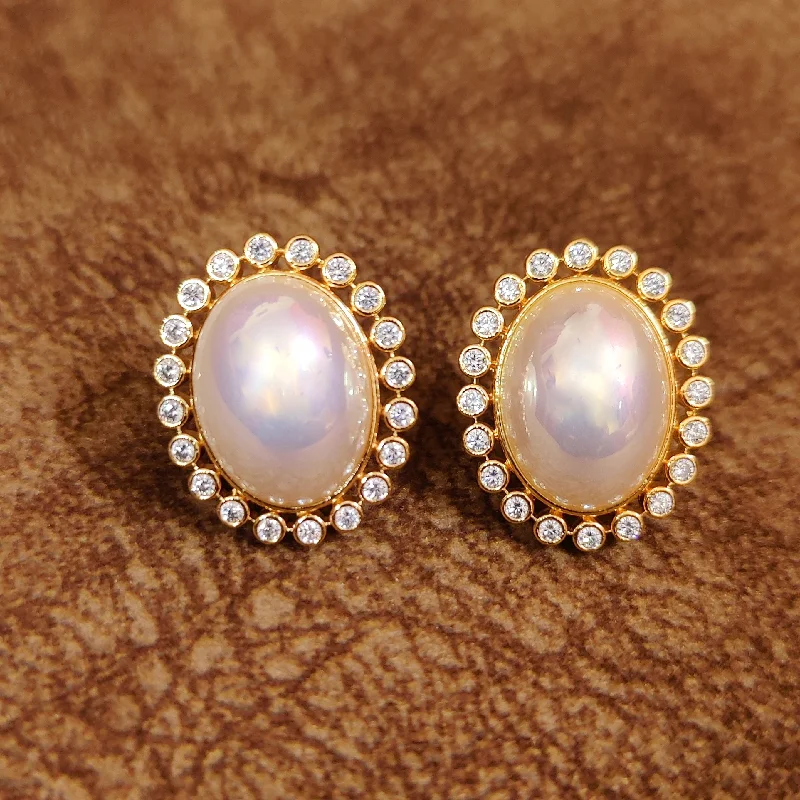 personalized earrings for women -SEMI PRECIOUS GOLD PLATED PEARL STUDS