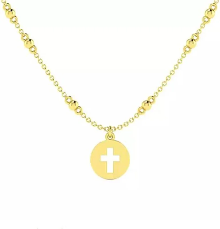 colorful necklaces for women -Gabriel Cut Out Cross Bujukan Bead Necklace