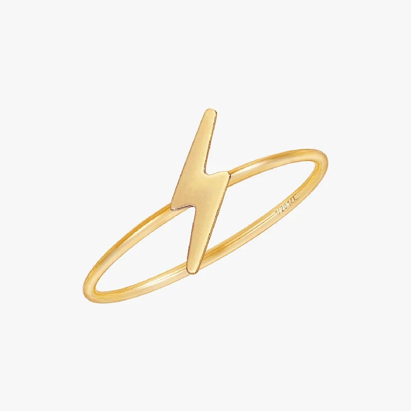 promise rings for women -Gold Lightning Bolt Ring